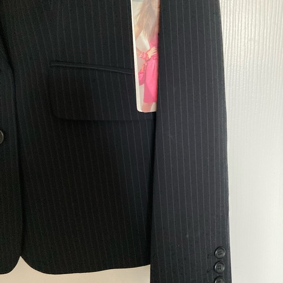 Luisa Cerano Dress Jacket, Blazer,Black, Striped, Two Button, Size 10, NWT, Wool - Picture 2 of 10